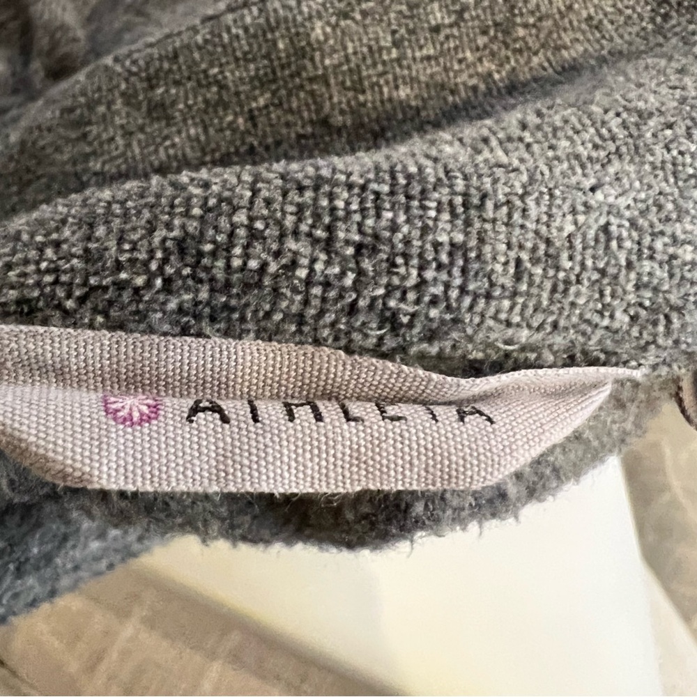 2 pc Athleta Bag 1/4 Zip Knit Sweater Fleece Flare Hem Sz S Gray Puff‎ Shoulders - Picture 13 of 16